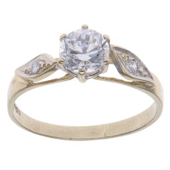 9ct Yellow Gold Cubic Zirconia Solitaire Ring