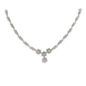 9ct White Gold 2.50ct Diamond Floral Necklet 16"