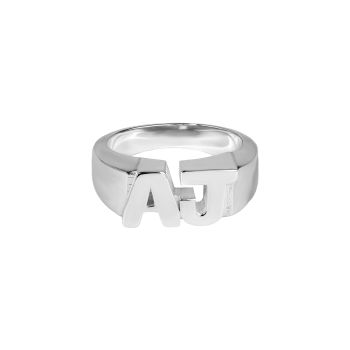Silver Personalised Initial Polished Ring