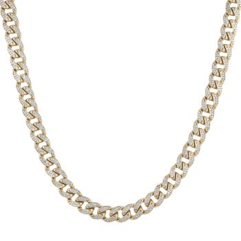 9ct Yellow Gold Cubic Zirconia Curb Chain 24"
