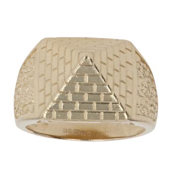 9ct Yellow Gold Patterned Pyramid Ring