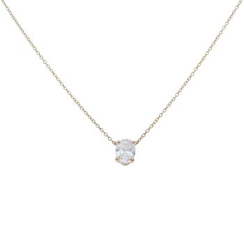9ct Yellow Gold 1.00ct Oval Cut Lab Grown Diamond Solitaire Pendant and Chain 18"