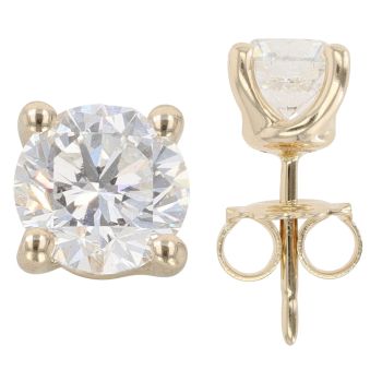9ct Yellow Gold 2.00ct Brilliant Cut Lab Grown Diamond Stud Earrings