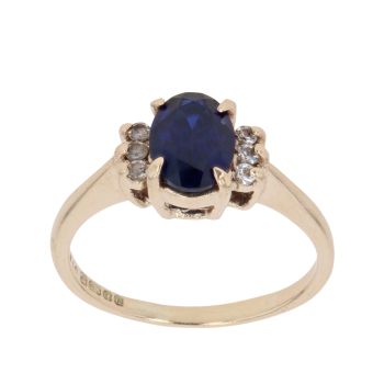 9ct Yellow Gold Created Sapphire and Cubic Zirconia Ring