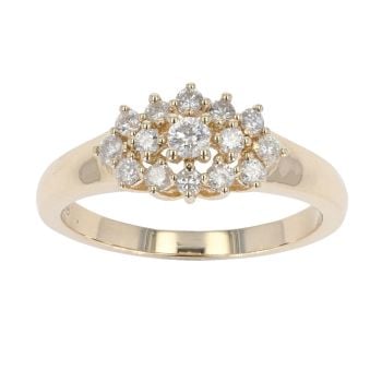 9ct Yellow Gold Diamond Cluster Ring by Anya Belle