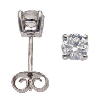 18ct White Gold 1.00ct Brilliant Cut Diamond Solitaire Earrings