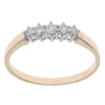 9ct Yellow Gold 0.25ct Brilliant Cut Diamond Five Stone Ring