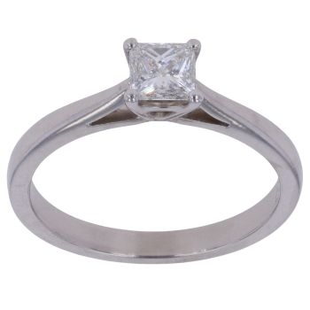 Platinum 0.50ct Princess Cut Diamond Solitaire Ring