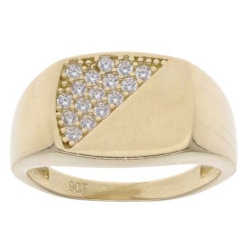 9ct Yellow Gold Cubic Zirconia Signet Ring