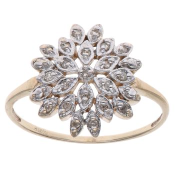9ct Yellow Gold 0.10ct Brilliant Cut Diamond Cluster Ring