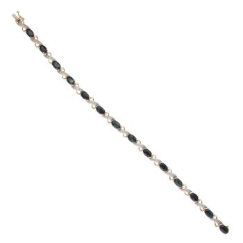 9ct Yellow Gold 0.15ct Diamond And Sapphire Bracelet 7"