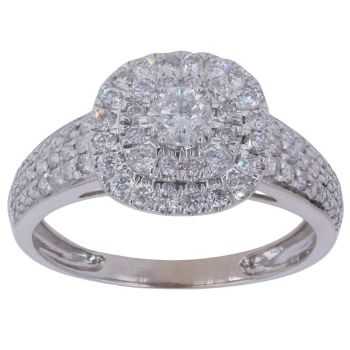 18ct White Gold 0.84ct Brilliant Cut Diamond Cluster Ring
