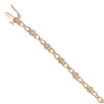9ct Yellow Gold 0.05ct Diamond Bracelet 7"