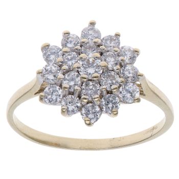 9ct Yellow Gold Cubic Zirconia Cluster Ring