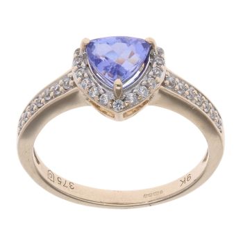 9ct Yellow Gold Cubic Zirconia And Tanzanite Ring
