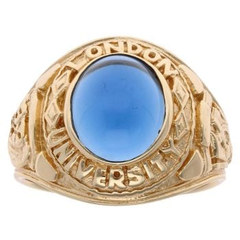 Silver Gold Plated Blue Gemstone College Ring