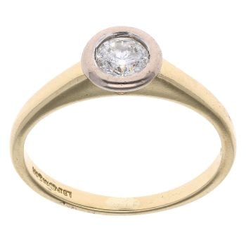 18ct Yellow Gold 0.30ct Brilliant Cut Rub Over Diamond Solitaire Ring