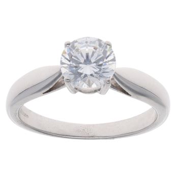 9ct White Gold Cubic Zirconia Solitaire Ring