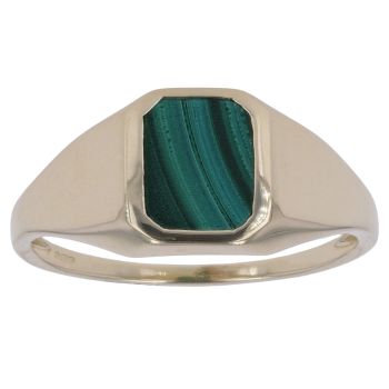 9ct Yellow Gold Malachite Signet Ring