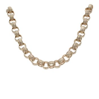 9ct Yellow Gold Patterned Belcher Chain 18"