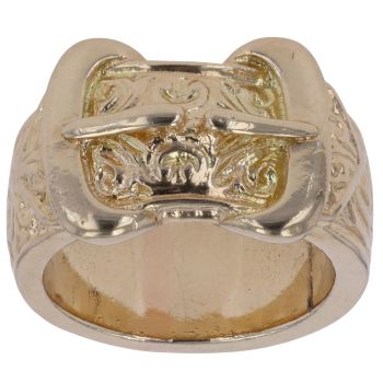 9ct Yellow Gold Patterned Buckle Ring