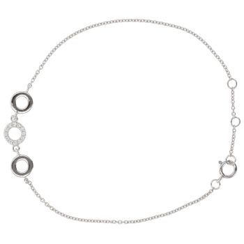 Silver Cubic Zirconia Circle Bracelet 7" By Icesia