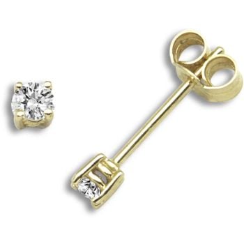 18 Carat Yellow Gold 20pts Clawset Earrings