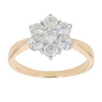 18ct Yellow Gold 1.00ct Brilliant Cut Diamond Cluster Ring