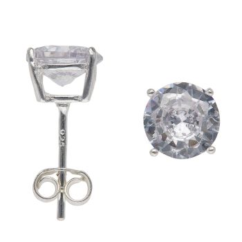 Silver Cubic Zirconia Stud Earrings By Icesia