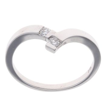 18ct White Gold 0.10ct Brilliant Cut Diamond Wishbone Ring