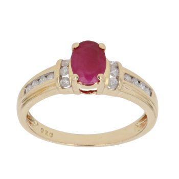18ct Yellow Gold 0.20ct Brilliant Cut Diamond and Ruby Ring