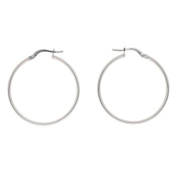 Silver Plain Hoop Earrings By Icesia