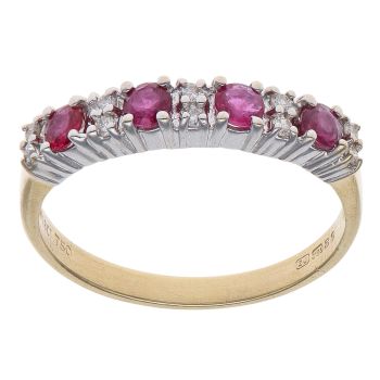 18ct Yellow Gold 0.10ct Diamond and Ruby Fancy Ring