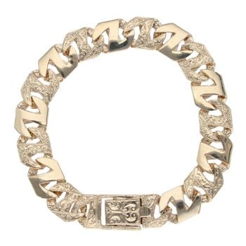 9ct Yellow Gold Patterned Anchor Bracelet 8"