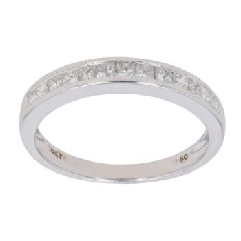 18ct White Gold 0.50ct Princess Cut Diamond Half Eternity Ring