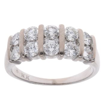 18ct White Gold 2.00ct Brilliant Cut Diamond Two Row Ring