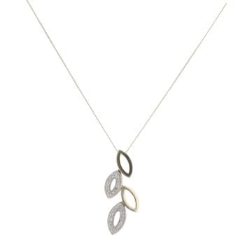 9ct Yellow And White Gold 0.20ct Diamond Fancy Pendant And Chain 18"