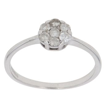 9ct White Gold 0.25ct Brilliant Cut Diamond Daisy Cluster Ring