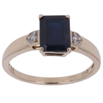 9ct Yellow Gold Cubic Zirconia and Sapphire Fancy Ring