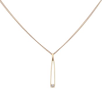 9ct Yellow Gold 0.10ct Diamond Tweezer Pendant and Chain 20"