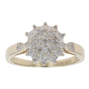 9ct Yellow Gold 0.05ct Diamond Cluster Ring