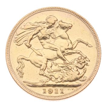 1911 George V Large Head UK Full Sovereign Coin