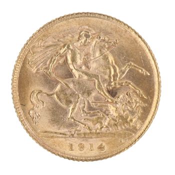 1914 George V Large Head UK Half Sovereign Coin
