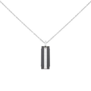 Unique & Co Stainless Steel Black Bar Pendant And Chain 20"