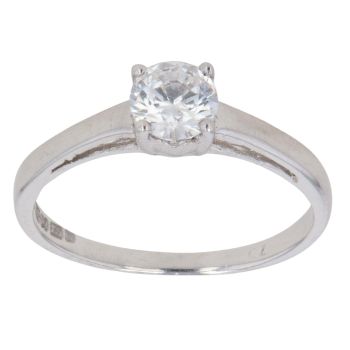 9ct White Gold Cubic Zirconia Solitaire Ring