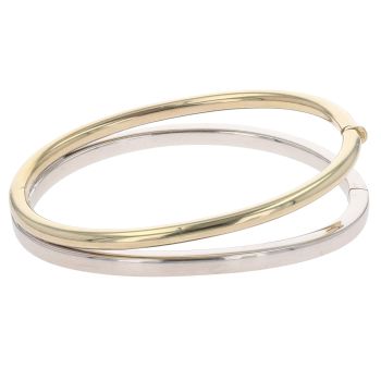 9ct Yellow and White Gold Hinged Bangle