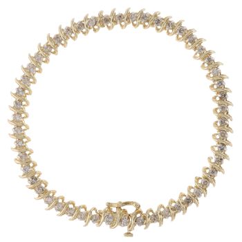 14ct Yellow Gold 2.50ct Brilliant Cut Diamond Twist Bracelet 8"