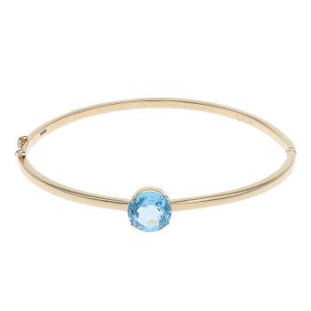 14ct Yellow Gold Blue Topaz Bangle