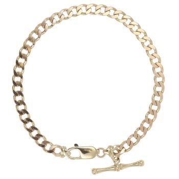 9ct Yellow Gold T-Bar Curb Bracelet 8.5"