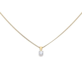 18ct Yellow Gold 0.25ct Brilliant Cut Diamond Solitaire Pendant and Chain 18"